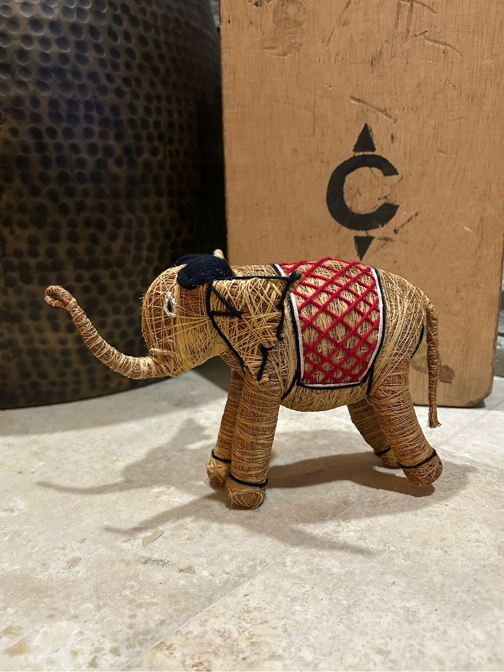 handcrafted coconut coir elephant figurine